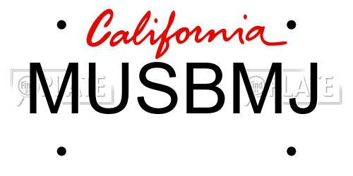 MUSBMJ California License Plate