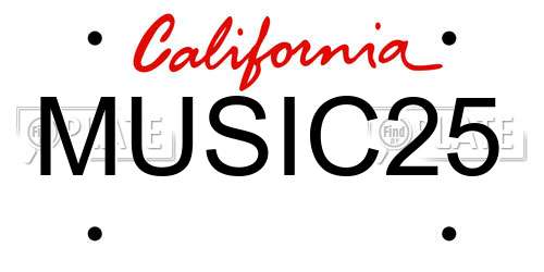 MUSIC25 California License Plate