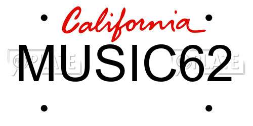 MUSIC62 California License Plate