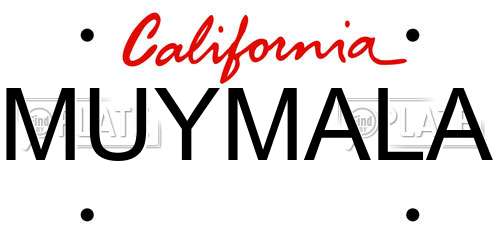 MUYMALA California License Plate
