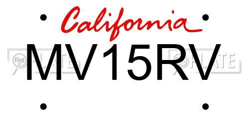 MV15RV California License Plate