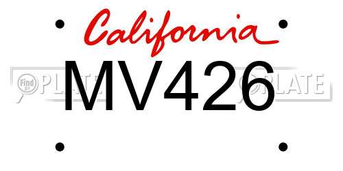 MV426 California License Plate