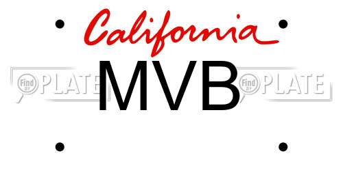 MVB California License Plate