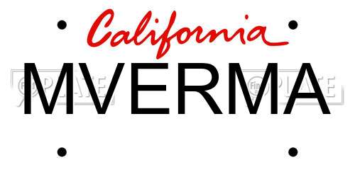 MVERMA California License Plate