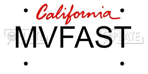 MVFAST California License Plate