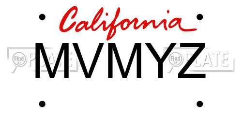 MVMYZ California License Plate