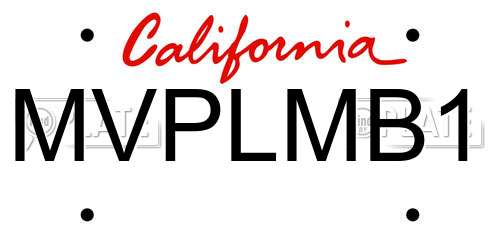 MVPLMB1 California License Plate