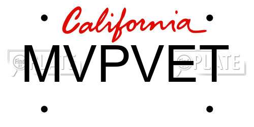 MVPVET California License Plate