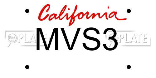 MVS3 California License Plate