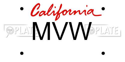 MVW California License Plate