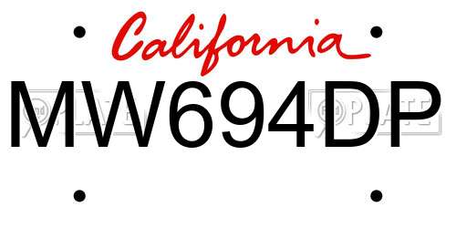 MW694DP California License Plate