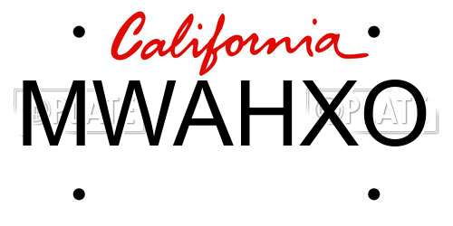 MWAHXO California License Plate
