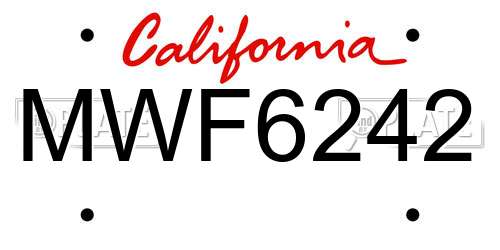 MWF6242 California License Plate