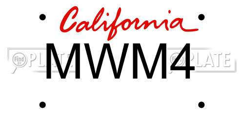 MWM4 California License Plate