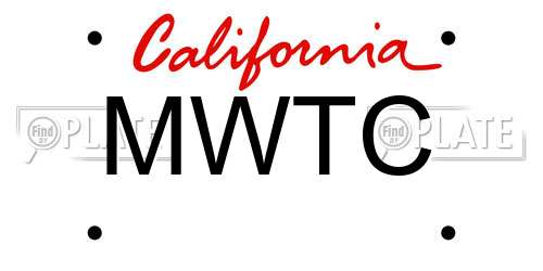 MWTC California License Plate