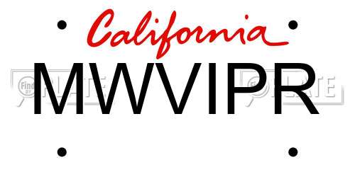 MWVIPR California License Plate