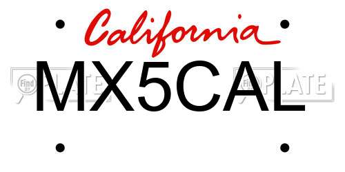 MX5CAL California License Plate