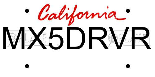 MX5DRVR California License Plate