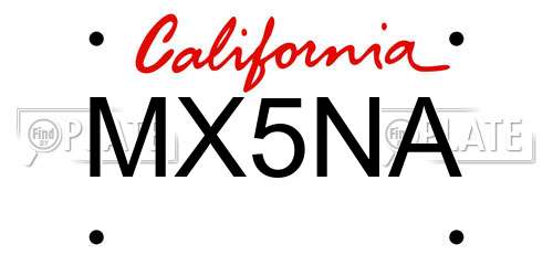 MX5NA California License Plate