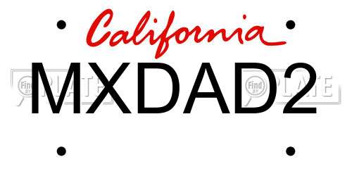 MXDAD2 California License Plate