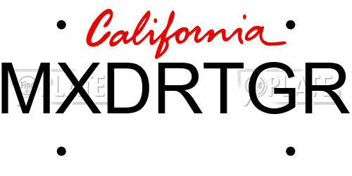 MXDRTGR California License Plate
