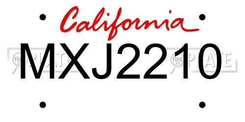 MXJ2210 California License Plate