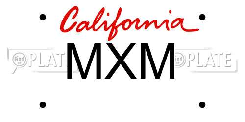 MXM California License Plate