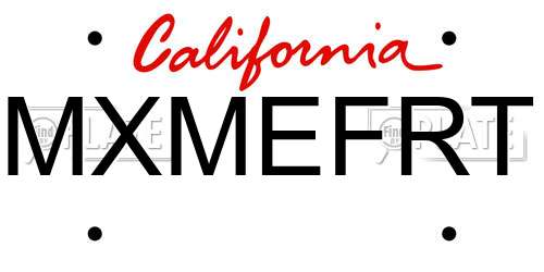 MXMEFRT California License Plate