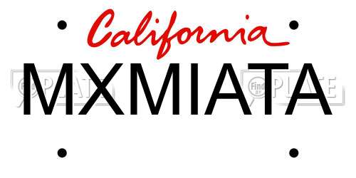 MXMIATA California License Plate