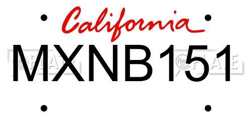 MXNB151 California License Plate