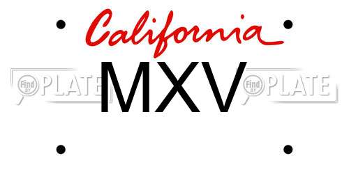 MXV California License Plate