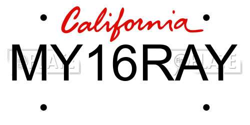 MY16RAY California License Plate