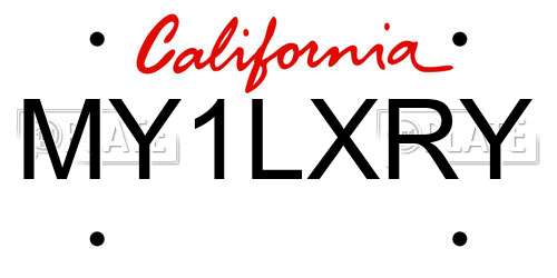 MY1LXRY California License Plate