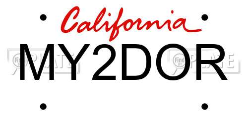 MY2DOR California License Plate