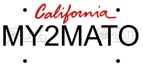 MY2MATO California License Plate