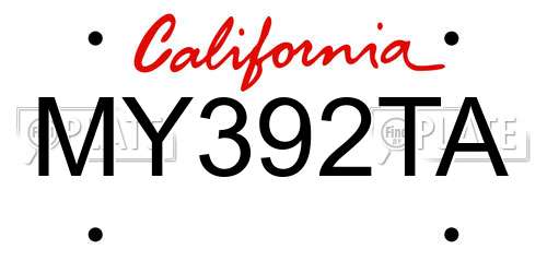 MY392TA California License Plate