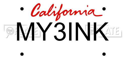 MY3INK California License Plate