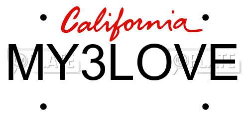 MY3LOVE California License Plate