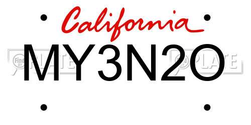 MY3N2O California License Plate