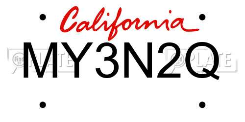 MY3N2Q California License Plate