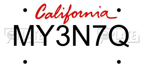 MY3N7Q California License Plate