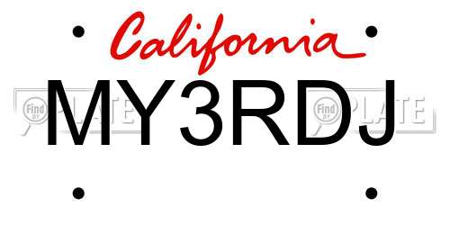 MY3RDJ California License Plate