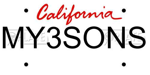 MY3SONS California License Plate