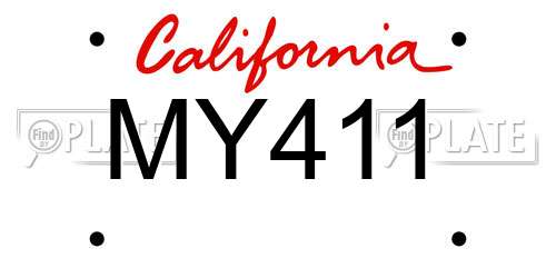 MY411 California License Plate