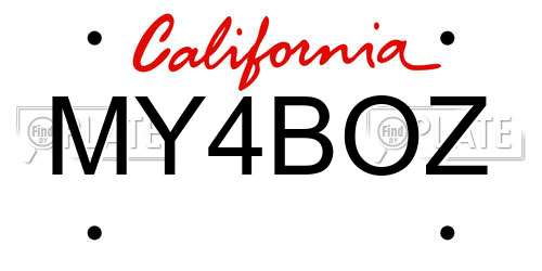 MY4BOZ California License Plate