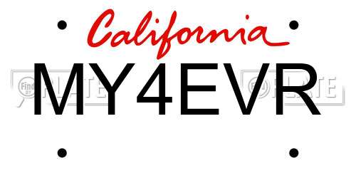 MY4EVR California License Plate