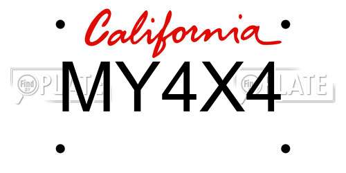 MY4X4 California License Plate