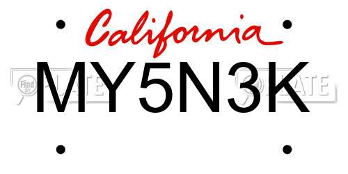 MY5N3K California License Plate
