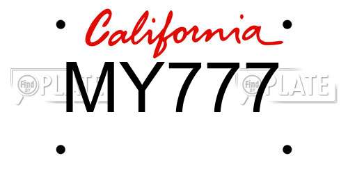 MY777 California License Plate
