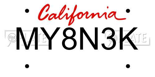 MY8N3K California License Plate